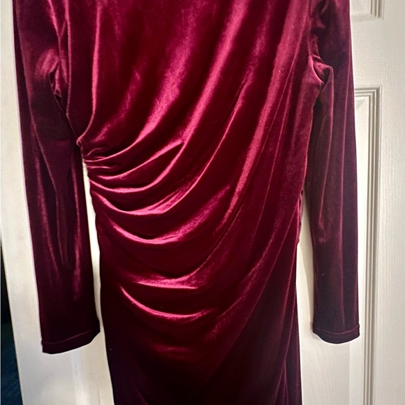 Alex Marie Deep Red Velvet Long Sleeve Dress - Picture 5 of 6
